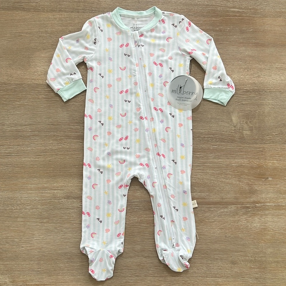 Milkberry Baby Girl Bamboo Footie Sleeper Summer Vibes 3-6 months